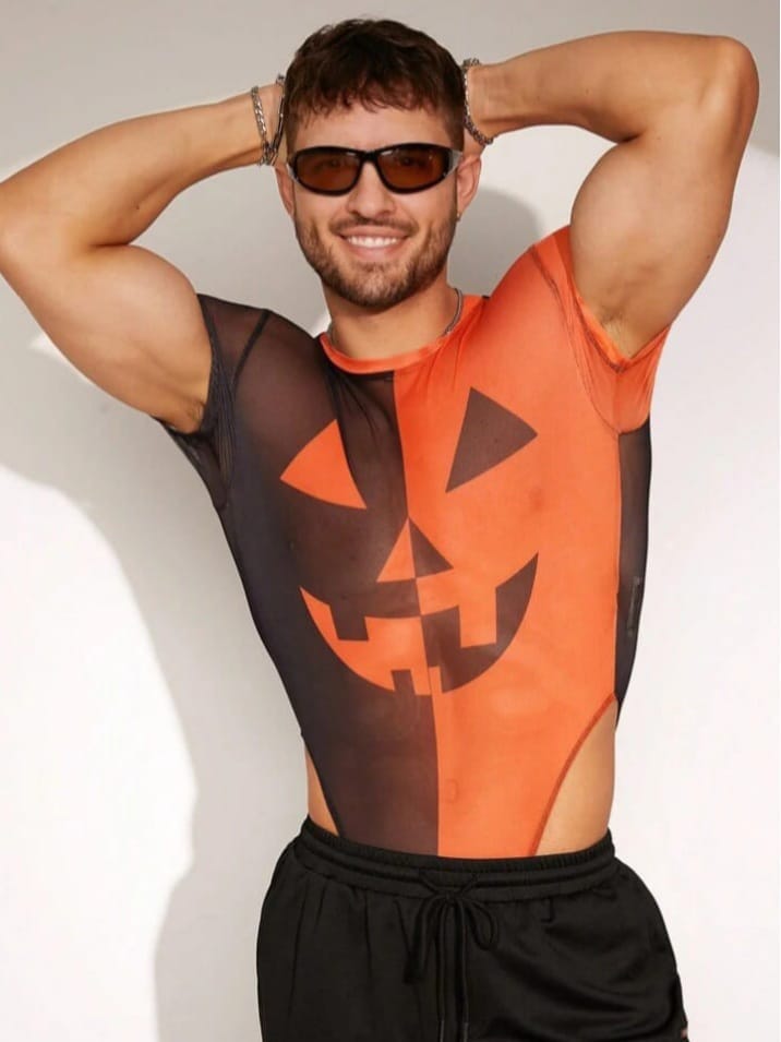 Pumpkin Split Graphic Bodysuit